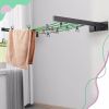 Wall mounted space saving 360 ° folding clothes hanger, foldable clothesline, suitable for heavy clothing and blankets, modern elegant black