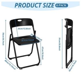 6 Pack Plastic Folding Chairs, Stackable Commercial Chairs, Portable Event Seats Indoor Outdoor for Home Event Party Picnic School Wedding, Black