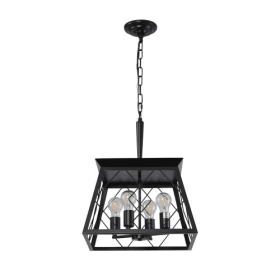 4 Lights Farmhouse Chandelier For Dining Room Black - No Bulbs Unavailable Platform- Temu