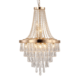 Golden Crystal Chandelier, Large Modern Luxury Chandelier For Living Room, Dining Room, Bedroom, Hallway - Bulb Not Included Unavailable Platforms- Te