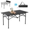 Portable Folding Camping Table, Ultralight Collapsible Table Outdoor Camp Table for Travel Hiking Backyard BBQ Party, 37x20 in, Black