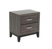 Bedroom Furniture Rustic Grey Oak Simple 1pc Nightstand 2-Drawers Bed Side Table Solidwood