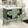 36'' Bathroom Vanity with Resin Sink Combo Set, Modern Freestanding Single Bathroom Cabinet with 2 Drawers & 2 Storage Compartments