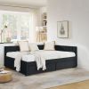 Full Size Upholstered Tufted Bed Frame with Two Drawers, Sofa Bed Frame with Comfortable Backrest and Armrests, Velvet, Black(79.5''x58''x25'')