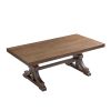 78.74''Rectangular Rubber Wood Dining Table for 6-8 with Wooden Trestle Pedestal Base