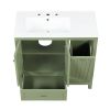 36" Bathroom Vanity with Sink, One Cabinet with Two doors and One Big Drawer and One Flip Drawer, Solid Wood and MDF Board, Green