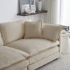 Accent Chair Set of 2, High-end Chenille Upholstered Armchairs, Living Room Side Chairs with Toss Pillow, Beige Chenille