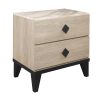 Modern Design Bedroom Furniture 1pc Cream and Black Finish 2 Drawers Beautiful Nightstands with Faux Marble Top