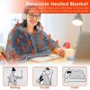 Wearable USB Heated Blanket Shawl, Portable Heated Blanket, 3 Gears 8 Heating Zones Cordless Zip Heated Throw Blanket for Women, Outdoor, Office