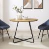 Modern Metal and Wood Curved X-Base Round Dining Table – English Ash