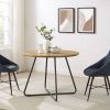 Modern Metal and Wood Curved X-Base Round Dining Table – English Ash