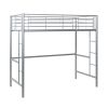 Modern Industrial Twin over Loft Metal Bunk Bed Frame with Integrated Guardrails - Silver