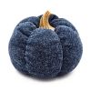 Set of 3, 7.5x7.5x5.7" Dark Blue Pumpkin, Pumpkin Ornament Decor for Holiday Harvest Festival Fall Festival & Thanksgiving