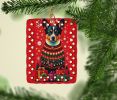 Lancashire Heeler Holiday Christmas Porcelain Ornament Christmas Tree Hanging Decorations for Home Christmas Holiday, Rectangle, Gift, Multicolor