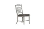 Contemporary Antique White Side Chairs Upholstered Cushion Seat Ladder Back 2pc Dining Chairs