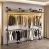 Industrial Pipe Clothing Rack, Reversible 118.3'' Clothes Rack for Hanging Clothes