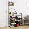 5-Tier Shoe Rack Shoe Storage Organizer, Freestanding Coat and Shoe Rack, 25-30 Pairs Shoe Shelf for Entryway Closet