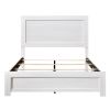 White Finish Queen Size Panel Bed Wooden Bedroom Furniture 1pc, Bed in a Box