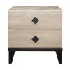 Modern Design Bedroom Furniture 1pc Cream and Black Finish 2 Drawers Beautiful Nightstands with Faux Marble Top