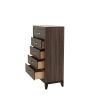 Bedroom Furniture Rustic Grey Oak Simple 1pc Tall Chest 5-Drawers Storage Solidwood Chest