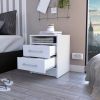 Philadelphia Nightstand, Two Drawers, Concealed Shelf