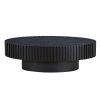 Modern Handcraft Drum Coffee Table Length 43.7 inch Ellipse Coffee Table for Living Room,Oval Small Coffee Table with Sturdy Pedestal,Black MDF