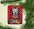 Westie Holiday Christmas Porcelain Ornament Christmas Tree Hanging Decorations for Home Christmas Holiday, Rectangle, Gift, Multicolor