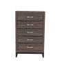 Bedroom Furniture Rustic Grey Oak Simple 1pc Tall Chest 5-Drawers Storage Solidwood Chest