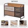 HOMCOM 5-Drawer Dresser, Fabric Chest of Drawers, 2-Tier Storage Organizer for Bedroom Entryway, Tower Unit with Steel Frame Wooden Top, Maple Wood