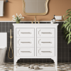 36'' Bathroom Vanity with Resin Sink Combo, Free Standing Single Vanity Set with Four Drawers, Solid Wood Frame Bathroom Storage Cabinet