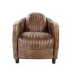 Brancaster Retro Brown Grain Leather & Aluminum Chair