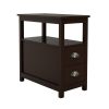 End Table Narrow Nightstand With Two Drawers And Open Shelf