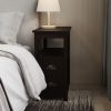 End Table Narrow Nightstand With Two Drawers And Open Shelf