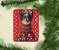 Papillon Holiday Christmas Porcelain Ornament Christmas Tree Hanging Decorations for Home Christmas Holiday, Rectangle, Gift, Multicolor