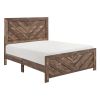 Rustic Brown Finish Contemporary Queen Size Panel Bed Wooden Bedroom Furniture 1pc, Bed in a Box