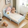 Single Vertical Board with Guardrails on Both Sides Blue 135*75*62.5cm Wooden Bed Pine Children