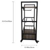 Home bar cart, 3-story bar cart with wheels, wine cart, beverage cart, rolling beverage cart with wine and glass shelves, kitchen, living room