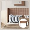 Wooden integral headboard, modern farmhouse, Bohemian, convex groove board, wing-back design (Golden Oak, Queen)