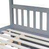 Full Over Full Rubber Wood Bunk Bed with Trundle, Ladder and Guardrails, Convertible to 2 Full Size Beds, with Twin Size Trundle ,Grey