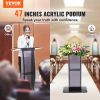 VEVOR Acrylic Podium, 47" Acrylic Podium Stand with Wide Reading Surface & Storage Shelf