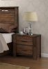 Oak Finish 1pc Nightstand Wooden Bedside Table 2x Drawers Storage Bedroom Furniture