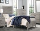 Rustic Gray Finish Twin Size Panel Bed Wooden Bedroom Furniture 1pc, Bed in a Box