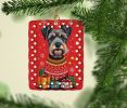 Schnauzer Holiday Christmas Porcelain Ornament Christmas Tree Hanging Decorations for Home Christmas Holiday, Rectangle, Gift, Multicolor