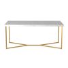 Modern Glam Metal and Faux Marble Coffee Table - Faux White Marble/Gold