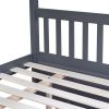 Full Over Full Rubber Wood Bunk Bed with Trundle, Ladder and Guardrails, Convertible to 2 Full Size Beds, with Twin Size Trundle ,Dark Grey