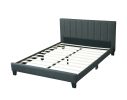 Gorgeous 1pc California King Size Bed Charcoal Polyfiber Platform Bedframe Slats Bedroom Furniture