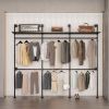 Industrial Pipe Clothing Rack, Reversible 118.3'' Clothes Rack for Hanging Clothes