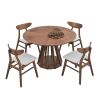 47.24 Inch Saving Place Table,Wooden Dining Table for 4 Persons,Modern Design Round Kitchen Table with Sturdy Pedestal for Living Room,Apartment