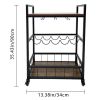 Home bar cart, 3-story bar cart with wheels, wine cart, beverage cart, rolling beverage cart with wine and glass shelves, kitchen, living room