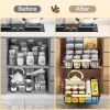 2 Pack Pull Out Cabinet Organizer, Metal Slide Out Drawers for Cabinets, Sliding Drawers Adhesive Nano Film Roll out Shelf for Kitchen Pantry Bedroom